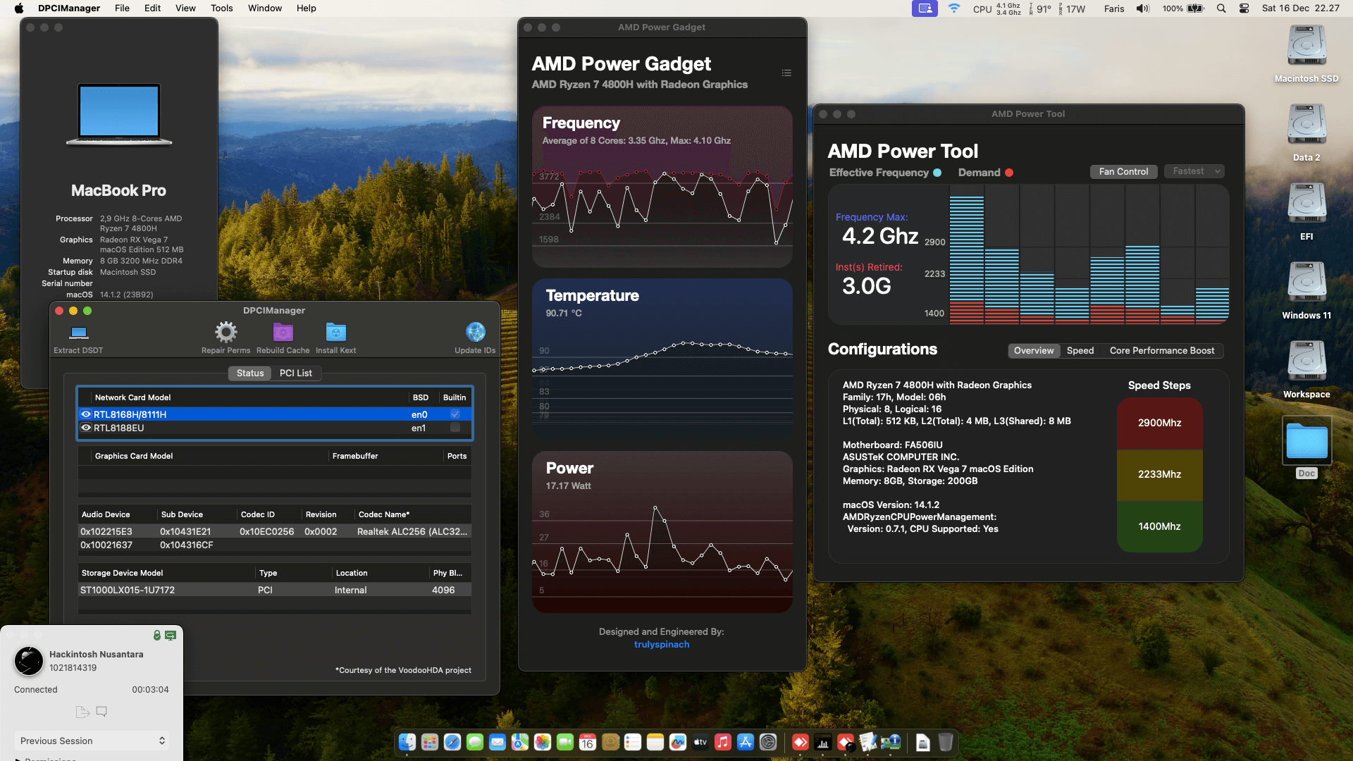 Success Hackintosh macOS Sonoma 14.1.2 Build 23B92 in Asus TUF A15 FX506IU-R766B7T
